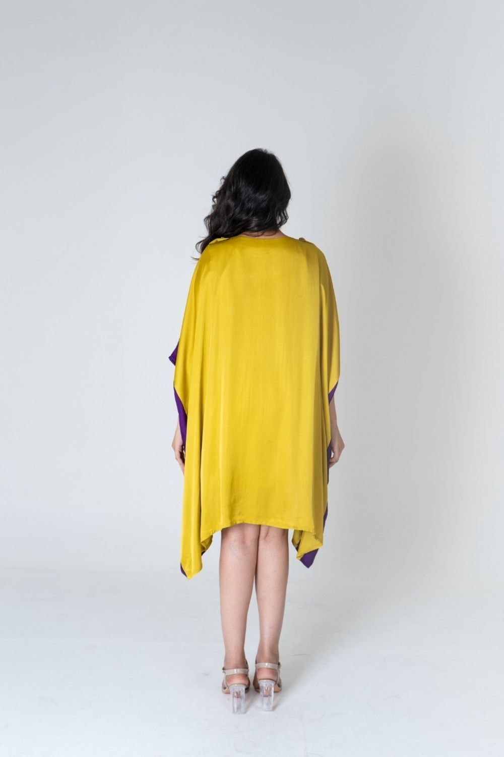 Yellow-Purple Short Kaftan Dress – The Verandah